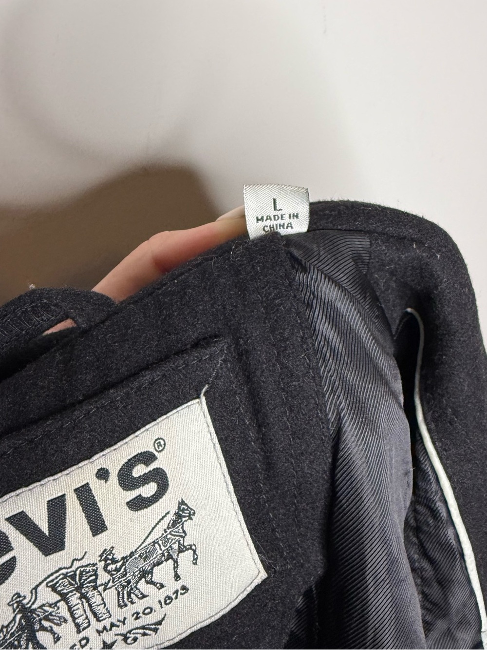 Levi's black double-breasted wool blend pea coat - Picture 11 of 11